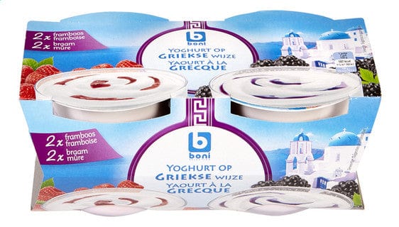 BONI Greek yoghurt raspberry/blackberry 4x150g (600g)