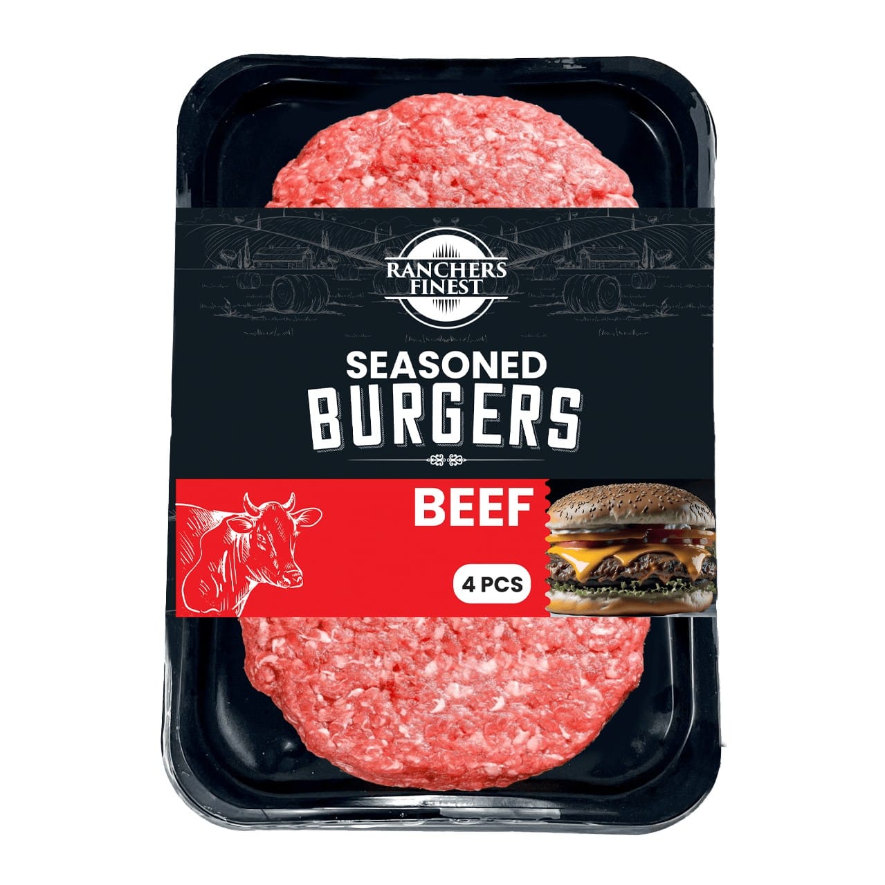 Ranchers Finest Beef Burger Patties 4 Pc Frozen