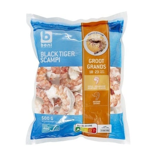 Boni Black Tiger Scampi Groot Grands 500g Peeled (18-23pcs)