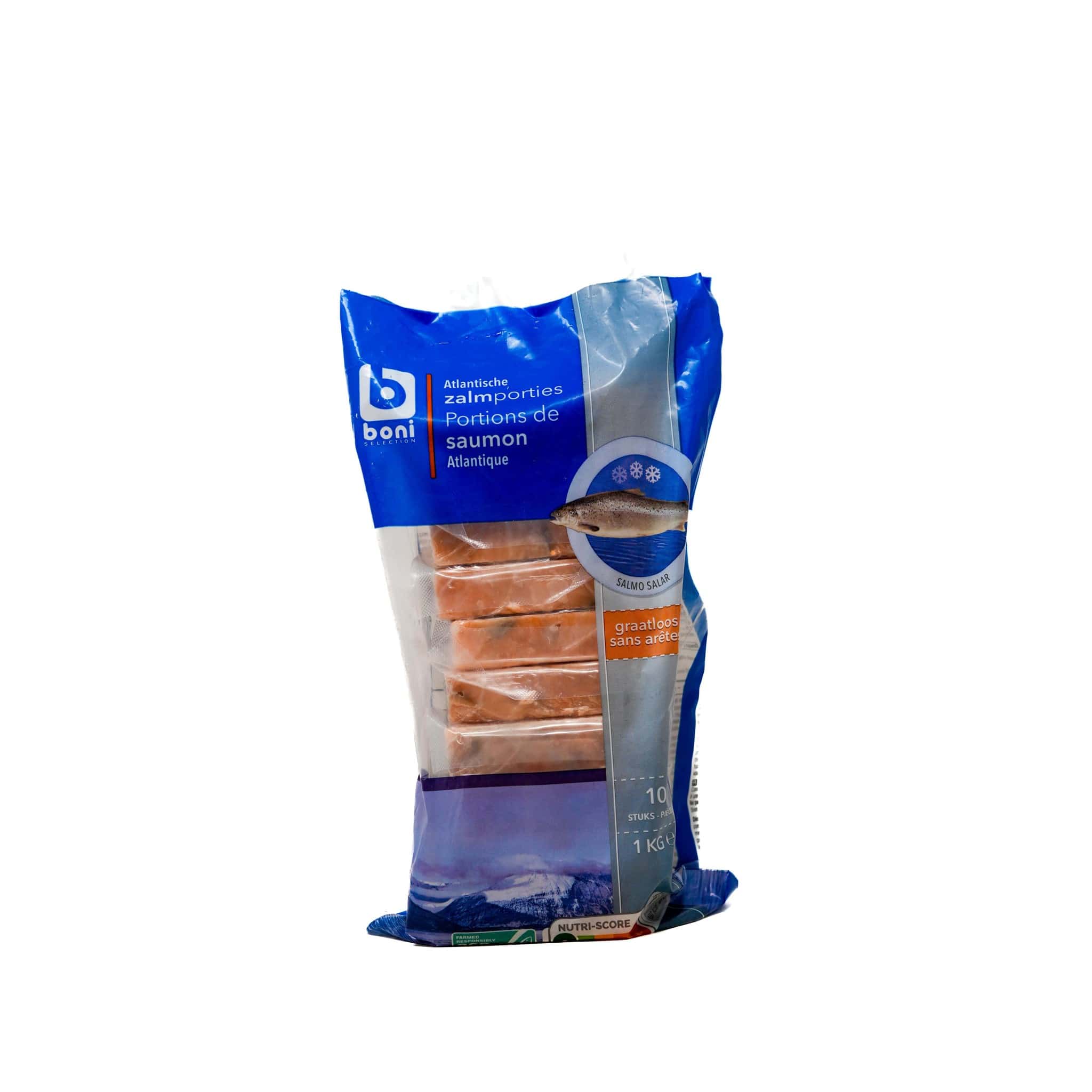 Boni Frozen Atlantic Salmon Portions Boneless 10pc, 1kg