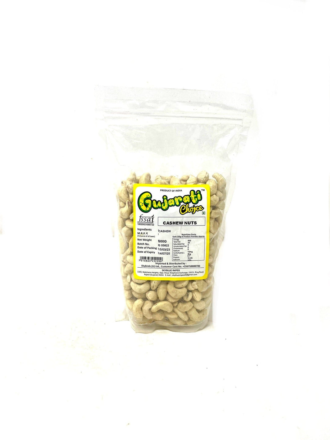 Gujarati Cashew nuts Raw 500g