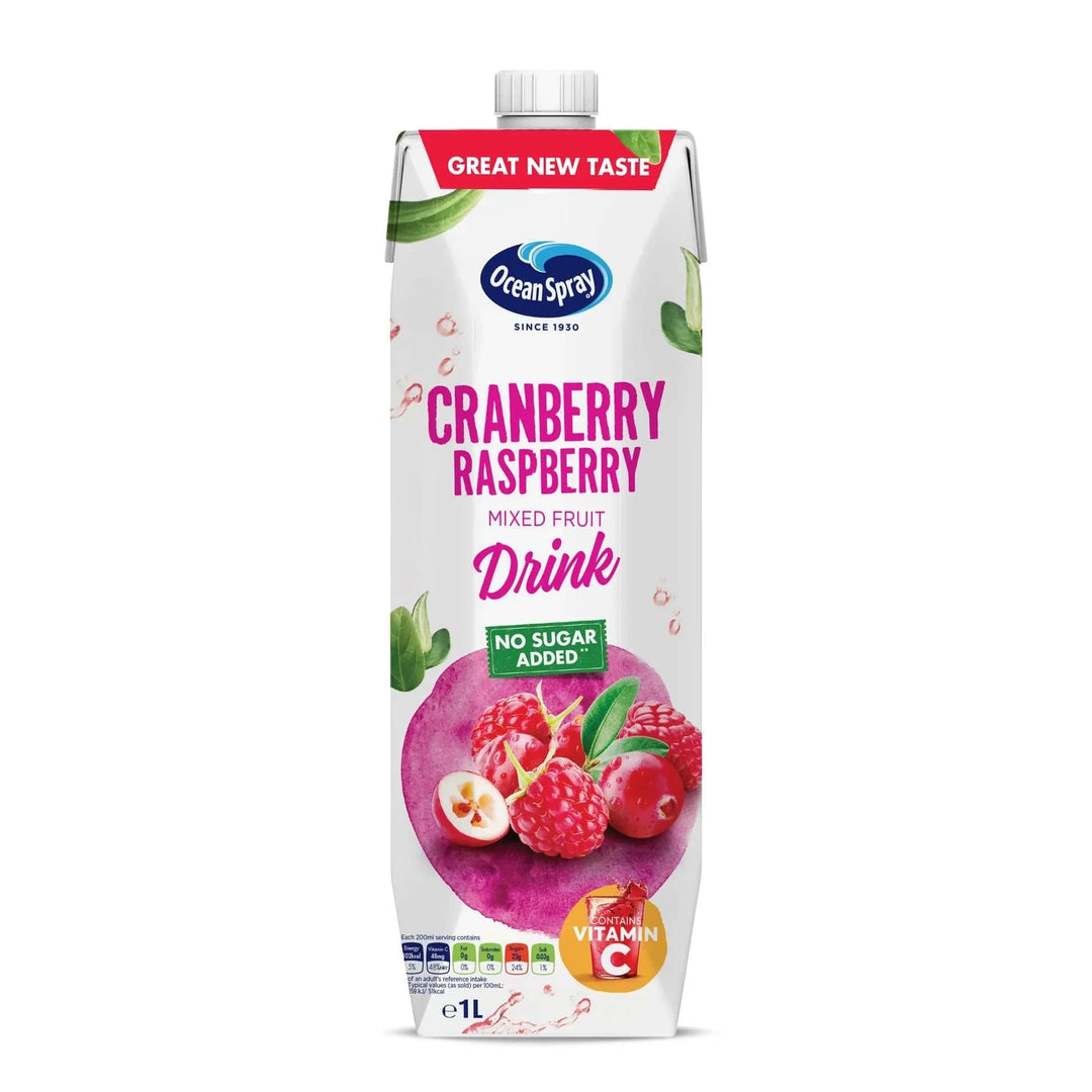 Ocean Spray Cranberry Raspberry Mixed Fruit Drink No Sugar Added 1L