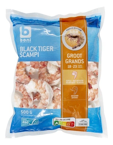 Boni Black Tiger Scampi Groot Grands 500g Peeled (18-23pcs)